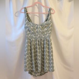 Sage Green Floral Mini Dress with Adjustable Straps